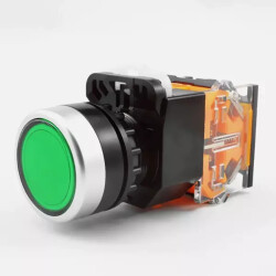 Panel Switch LA38-11T - Bistable - 440V 10A - Green - RESET Button