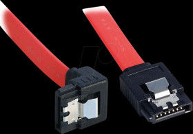 33458 SATA 6 Gb/s cable, 1x 90°, metal, 100 cm