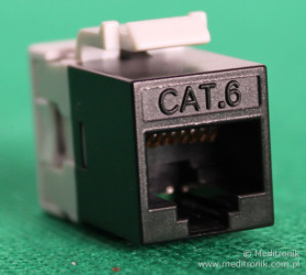 Moduł keystone gniazdo RJ45 UTP kat.6 czarne montaż poziomy tylny