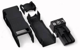 Gniazdo 3-torowe czarne z obudową odciążającą naciąg WINSTA MINI 890-103 /50szt./