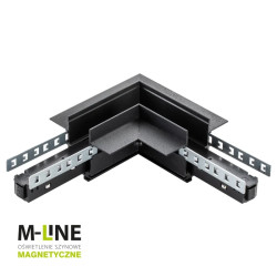 Łącznik kątowy do szyny magnetycznej poziomy podtynkowy czarny M-LINE