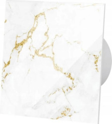 Wentylator łazienkowy Fi 100 cichy z panelem ozdobnym biało złoty marmur szklany