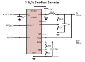 36V 500mA Step-Down Regulator and 200mA LDO