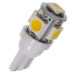 Dioda LED T10 5SMD5050 B.ciepła T10 W5W żarówka biała ciepła 12V