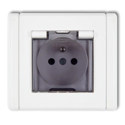 FLEXI Gniazdo bryzgoszczelne z/u (klapka dymna) biały FGPB-1zdp