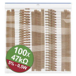Zestaw rezystorów węglowych Quadrios 22P122 22P122 47 kΩ osiowy THD 0.5 W 5 % 1 zest.