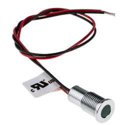 Lampka kontrolna do montażu panelowego 24V dc, zielona 8mm LED Chrom Wyprowadzenia RS PRO