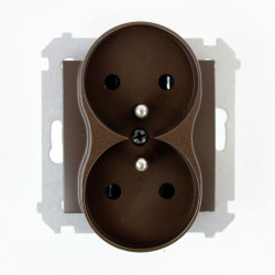 Gniazdo podwójne z uziemieniem i przesłonami DGZ2MZ.01/46 brązowy Kontakt Simon54