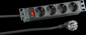 EK631DE.11 10" power strip, 1RU, 4-way, black