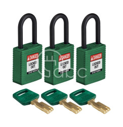 Kłódka LOTO SafeKey nylonowa, szekla 38 mm, zielona (3 szt.), 150223