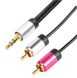Złącze AUX złącze A: Jack stereo 3,5 mm złącze B: RCA x 2 długość 2m Okdo Czarny rodzaj A Męskie rodzaj B Męskie