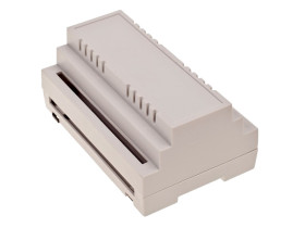 Obudowa; na szynę DIN; Z104J; polistyren; 139mm; 89mm; 63mm; jasnoszary; 8 modułów; Kradex; RoHS; wkręt 3/25 4 szt; czarny zacze