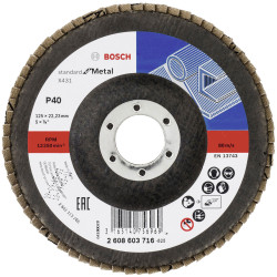 Bosch 2608603716 X431 Flap Disc 125mm 22.23mm Bore Zirconium Oxide