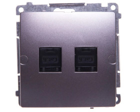 Simon Basic Gniazdo komputerowe podwójne 2xRJ45 kat.6 z przesłoną stal inox BM62.01/21