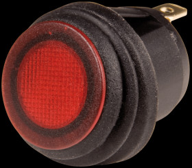 R13-112B8W-02BR0A-L1 Rocker switch, round, IP65, 1x ON - OFF, black/red