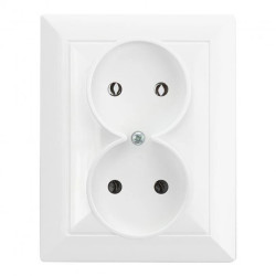 Gniazdo podwójne p/t 2x2P Pearl, 16A, 250V, PT-5 P, biały,OR-OE-7706/2P/W