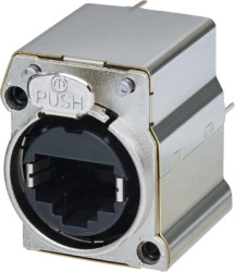 Socket, RJ45, 8 pole, 8P8C, Cat 5e, solder connection, PCB mounting, NE8FBH-C5-LED1-S