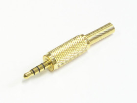 Wtyk JACK 3.5mm 4 polowy stereo + mikrofon złocony