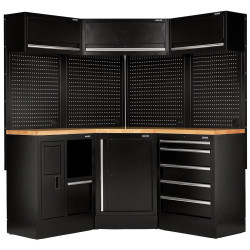 Draper 31640 BUNKER&#xAE; 18 Pc Modular Storage Corner -H/Wood Worktop 3454mm