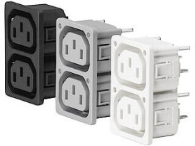 Panel socket 6-fold F, 3 pole, snap-in, plug-in connection, black, 3-135-553