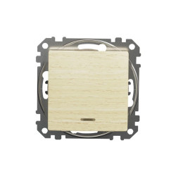 Łącznik 1-biegunowy z podświetleniem, brzoza, efekt drewna, Sedna Design i Elements SDD180101L