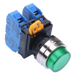 YW4L-A2E20Q0G Green 22mm Metal Bezel Maintained Push Button Switch 2NO IP65 IDEC