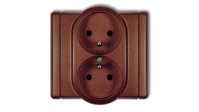 Flexi Gniazdo Podwójne Z/U Brązowy Metalik 9Fgp-2Zp