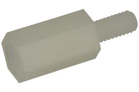 Dystans; TP-10; M3; zewnętrzny/wewnętrzny; 10mm; 6mm; 6mm; 6mm; tulejka dystansowa gwintowana; sześciokątna; poliamid; Fix&Faste