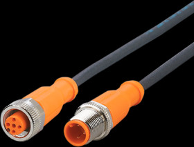 Sensor actuator cable, M12 cable plug, straight, A to M12 cable socket, straight, A, 3 pole, 1 m, PUR, black, 4 A, EVC044