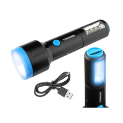 Latarka ręczna 1-LED 3W+4-LEDSMD z akum.1200mAh,kabel micro USB