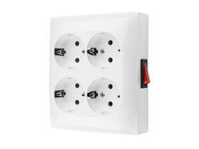 SIMON AQUACLICK Gniazdo poczwórne z uziemieniem SCHUKO z wyłącznikiem zaciski śrubowe IP20 biały ACGSZN4W1/11 KONTAKT SIMON