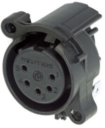 XLR panel socket, 5 pole, gold-plated, polyamide, NC5FAH-0