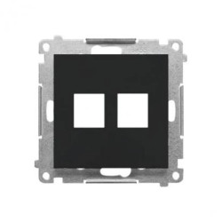 Simon 55 Pokrywa gniazd teleinformatycznych na Keystone płaska podwójna (moduł) Czarny mat TKP2.01/149