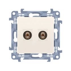 Simon10 Gniazdo głośnikowe pojedyncze -1 kolumna głośnikowa (moduł). Przekrój przew. dla wyjścia 6 mm2 krem CGL2.01/41