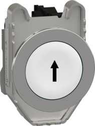 Pushbutton, labeled arrow, unlit, groping, 1 Form A (N/O), waistband round, white, front ring metal, mounting Ø 30.5 mm, XB4FA33