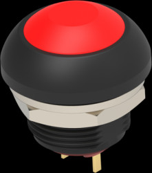 Pushbutton, 1 pole, red, unlit , 0.12 A/125 VAC, 0.2 A/50 VDC, 13.6 mm, IP68, 1-2329383-7