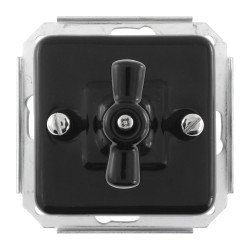 Włącznik światła podwójny obrotowy ceramiczny, kwadratowy podtynkowy czarny Ceramic Loft