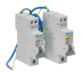 Wyłącznik różnicowoprądowy z członem nadprądowym RCBO, Typ AC, 1-biegunowy, 6A, 240V, 30mA, na szynę DIN, Europa, EUC7R