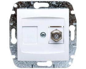 CARLA Gniazdo antenowe TV typ F-F bez ramki białe 1786-10