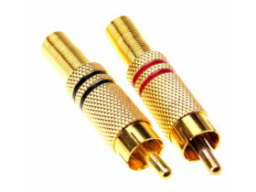 Wtyk cinch metalowy pasek czerwony lub czarny gold