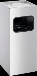 333123 Waste container with ashtray, 17 l, square, silver