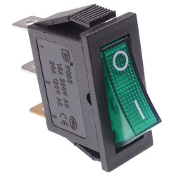 Green On-Off illuminated Rectangle Rocker Switch SPST 230V