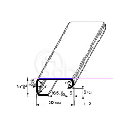 Szyna montażowa DIN profil "G", pełna, stalowa, 32x15x2000 mm, TS32-2m