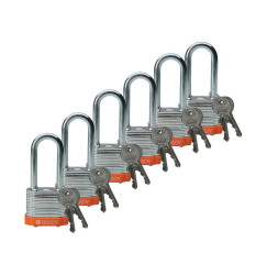 Kłódka LOTO stalowa, laminowana, szekla 51 mm, pomarańczowa (6 szt.), 814109
