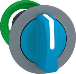 Toggle switch, 3 positions, unlit, latching, waistband round, blue, front ring gray, 45°, mounting Ø 30.5 mm, ZB5FD306C0