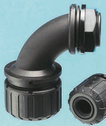 Łącznik do kanałów kablowych Adaptaflex gwint M16 13mm Kolanko 90° Nylon 66 IP66 Czarny