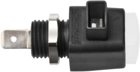 Quick pressure clamp, 12.5 mm, white, 300 V, 16 A, faston plug, nickel-plated, ESD 798 / WS