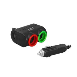 Rozgałężnik gniazda zapalniczki x2 + USB 5V/1,2A 12/24V czarny / LxAS10