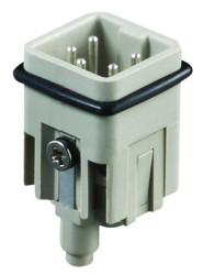 Pin contact insert, 4 pole + PE, equipped, screw connection, with PE contact, T2010042101-000