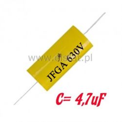 Kondensator poliestrowy 4,7uF/630VDC 10% osiowy